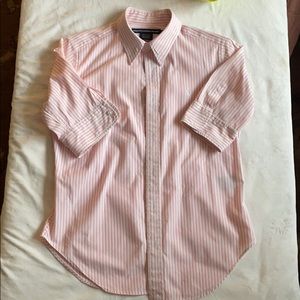 Ralph Lauren Pink & White Quarter Sleeve Shirt